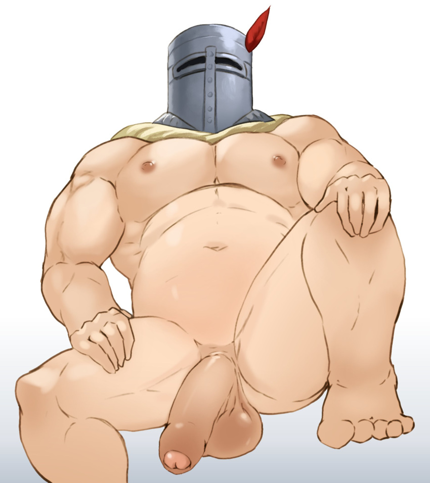 balls dark_souls flaccid fromsoftware helmet helmet_only male male_only muscles muscular nude penis rickpenman sitting solaire_of_astora solo solo_male spread_legs