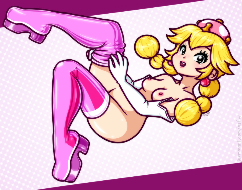 1girls big_thighs blonde_hair boots breasts crown curvy earrings elbow_gloves female female_only gloves grey_eyes human jezmm light-skinned_female light_skin lips lipstick looking_at_viewer mario_(series) mario_kart naked naked_boots naked_gloves nintendo nipples nude open_mouth peachette pink_boots pink_lipstick pink_thigh_boots shiny_boots simple_background small_breasts solo super_crown thick thick_hips thick_thighs thigh-high_boots thigh_boots thighs toadette twintails white_gloves wide_hips