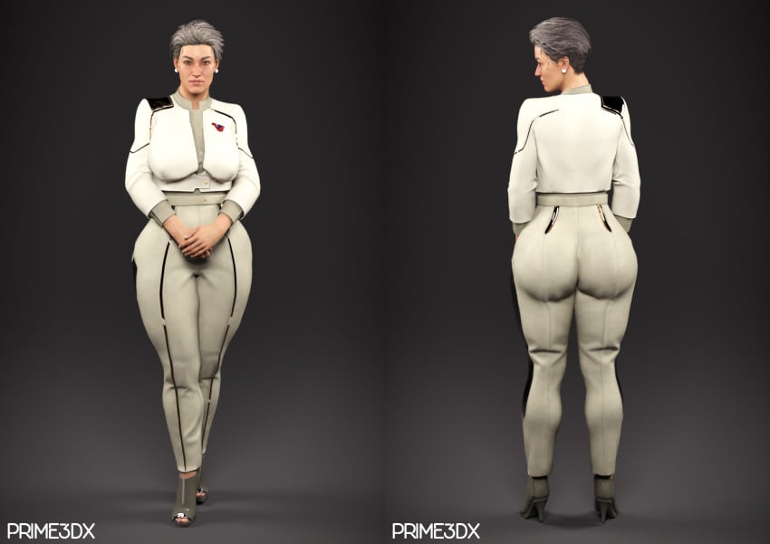 big_ass big_breasts cyberpunk_2077 heel_boots milf older_female prime3dx rosalind_myers short_hair suit thick_thighs