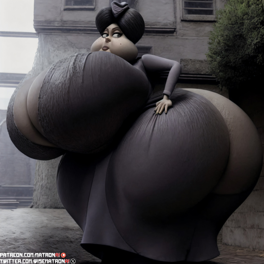 1girls 4k ai_generated ass ass bbw breasts corpse_bride fat fat_ass female female gmilf highres hips hips_wider_than_shoulders huge_breasts huge_hips huge_thighs hyper hyper_breasts massive_ass massive_breasts matronai_(artist) mature mature_female mature_woman milf nell_van_dort old older_female pale-skinned_female pale_skin patreon patreon_username pinup solo solo_female solo_focus ssbbw stable_diffusion thick thick_thighs twitter_username wide_hips