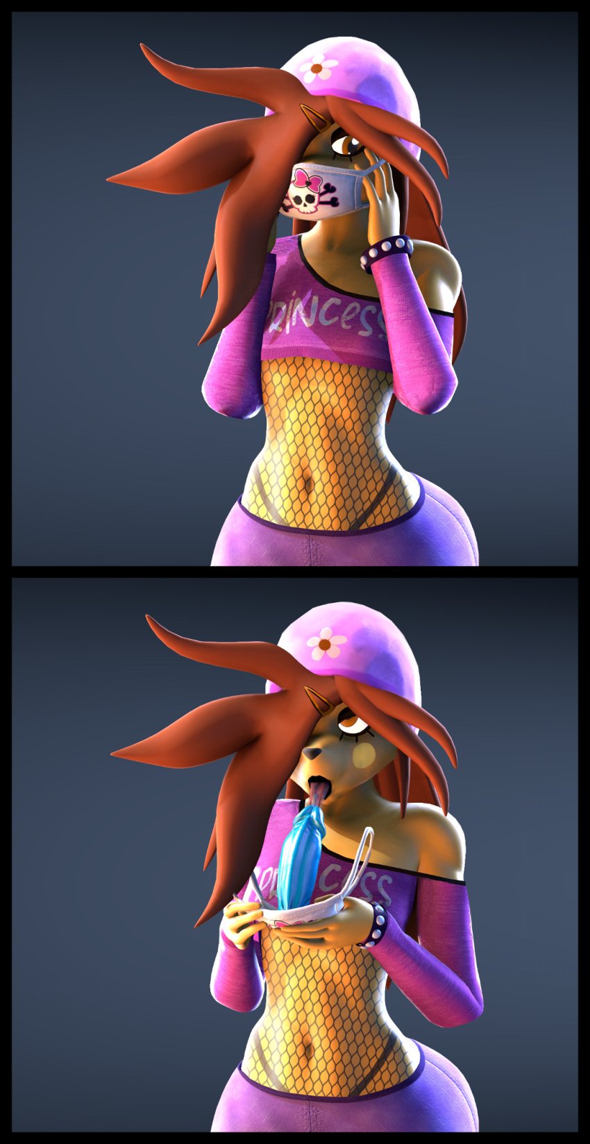 3d_(artwork) accessory anthro beanie black_lipstick bracelet brown_hair casey_(male) clothing crop_top digital_media_(artwork) dildo dildo_gag dildo_in_mouth dildo_lick dildo_mask dildo_reveal face_mask fishnet generation_1_pokemon hair hair_accessory hairpin hat headgear headwear hi_res jade4ink jewelry leggings legwear licking lipstick long_hair makeup male navel nintendo oral oral_penetration panties penetration pink_clothing pokemon pokemon_(species) raichu sex_toy sex_toy_in_mouth sex_toy_insertion shirt simple_background solo source_filmmaker tongue tongue_out topwear underwear