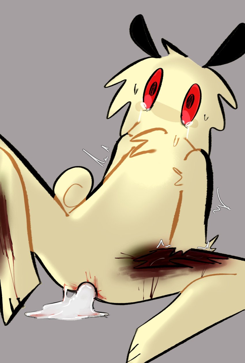 after_sex anthro black_ears blood blood_in_ass blood_stain crying cum cum_in_ass oc original_character rape rotting_flesh self_harm yellow_fur