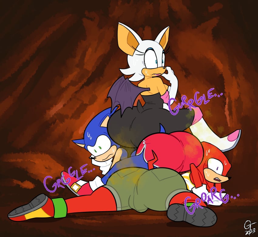 1girls 2boys 2males anthro ass ass bat big_ass big_butt bubble_ass bubble_butt bulge echidna fart fart_cloud fart_fetish femboy furry hedgehog huge_ass huge_butt knuckles_the_echidna oddtenn rouge_the_bat sega shorts sonic_(series) sonic_the_hedgehog sonic_the_hedgehog_(series) stacked stomach_noises sweating sweating_profusely