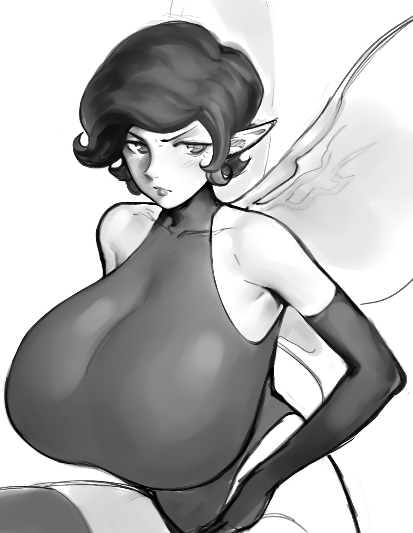 1girls armwear bare_shoulders big_breasts bodysuit breasts clothing eyebrows eyelashes fairy fairy_wings female female_only huge_breasts humanoid large_breasts legwear leotard megami_tensei pale_skin pixie pixie_(megami_tensei) plump_lips png shin_megami_tensei solo solo_female top_heavy