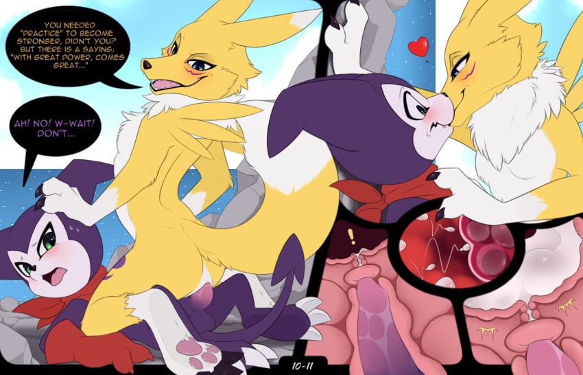 1girls anthro anthro_on_anthro anthro_penetrated anthro_penetrating anthro_penetrating_anthro ass balls bandai_namco blue_eyes blush bodily_fluids canid canine cervix cervix_kiss comic cross_section cum cum_in_uterus cum_inside digimon digimon_(species) dominant dominant_female female female_on_top female_penetrated forced_to_impregnate fur genital_fluids genitals green_eyes hi_res impmon impregnation internal kissing male male/female male_penetrating male_penetrating_female mammal meraence multiple_pages open_mouth ovum ovum_deformation page_10 page_11 penetration penile penile_penetration penis penis_in_pussy pussy rape renamon smile sperm_cell spread_legs surprise_kiss unwanted_creampie unwanted_cumshot unwanted_ejaculation unwanted_impregnation uterus vaginal_penetration x-ray