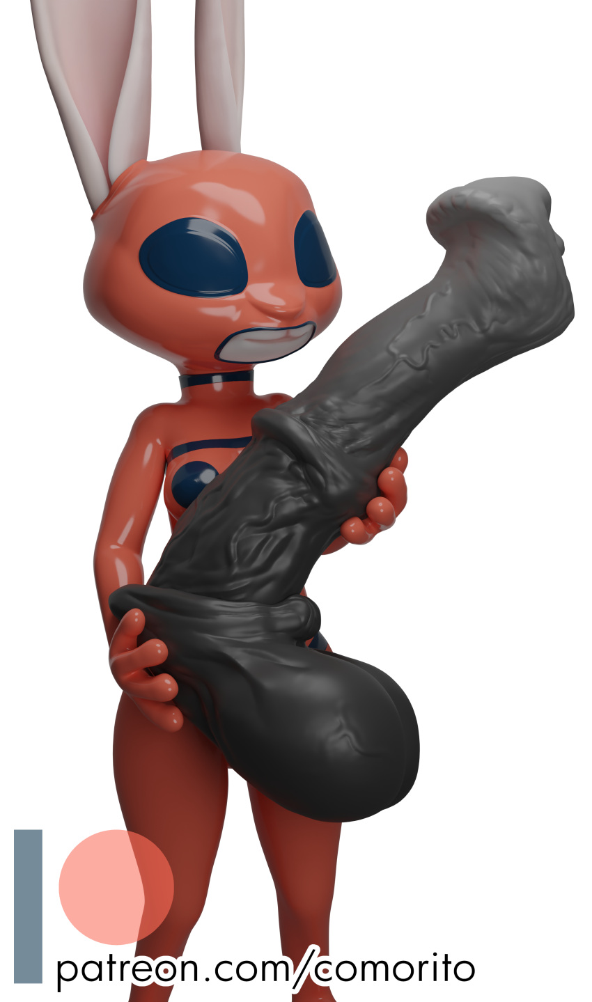 absurd_res animal_genitalia animal_penis big_dildo clothing comorito dildo disney equine_penis female genitals hi_res judy_hopps lagomorph leporid mammal penis rabbit rubber rubber_clothing rubber_suit sex_toy solo zootopia zootropolis