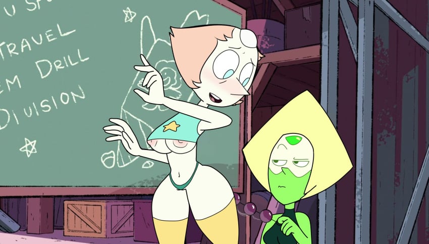 accurate_art_style anal_beads anal_beads_pull breasts gem_(species) green_hair green_skin muffintop nipples pearl_(steven_universe) peridot_(steven_universe) screencap screenshot screenshot_edit steven_universe tagme wide_hips