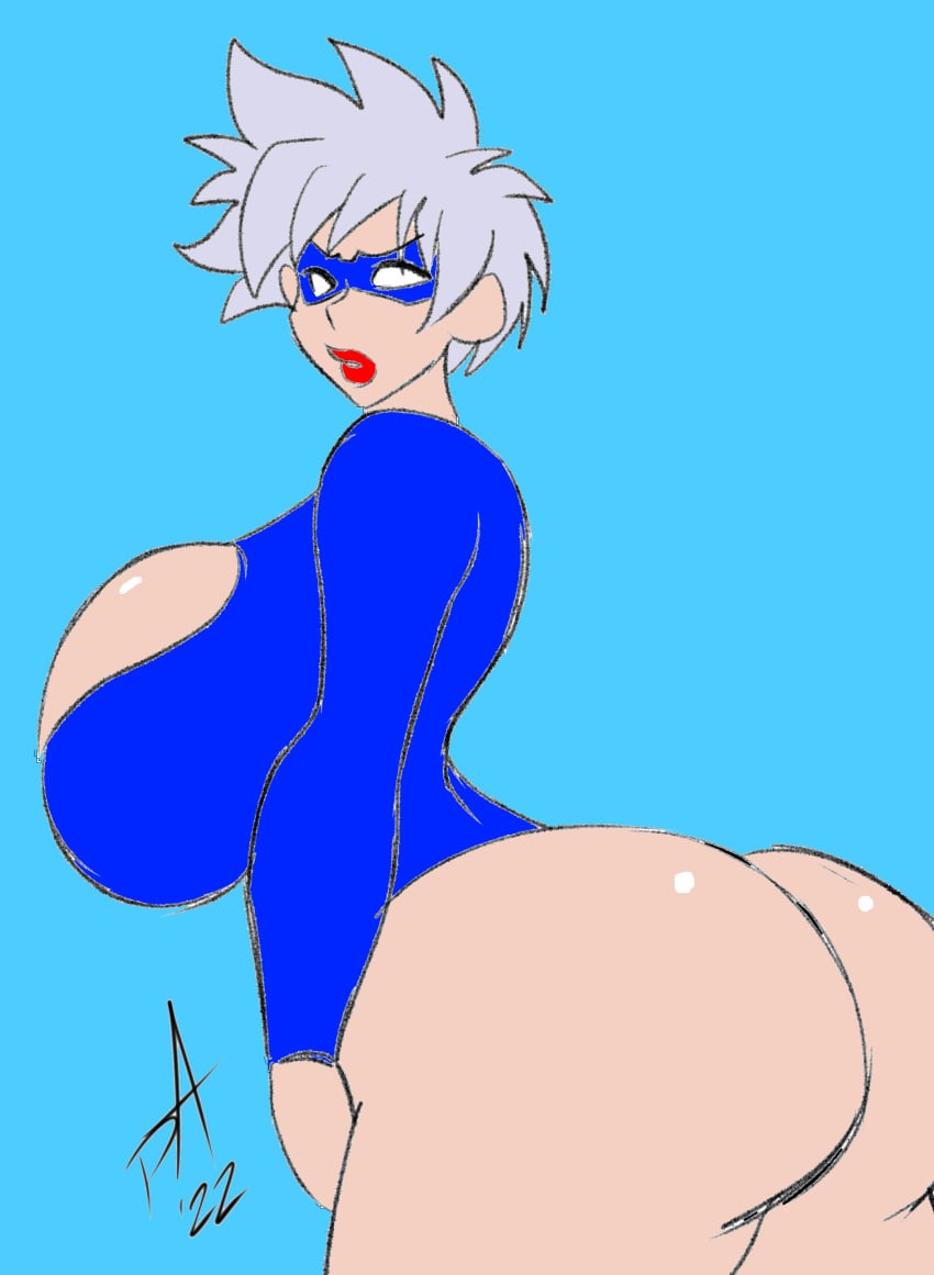 ass big_ass big_breasts bleach breasts cleavage_cutout colored cosplay domino_mask gray_hair kotetsu_isane leotard lipstick looking_at_viewer pranky super-nova_(pranky) thick_thighs wide_hips