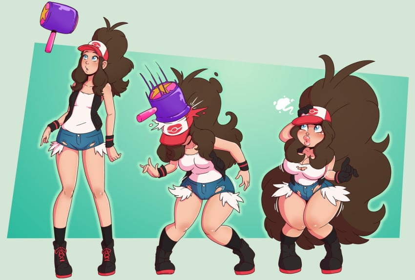 alternate_breast_size ass_expansion before_and_after bimbo bimbofication breast_expansion female female_only hair_growth hammer hilda_(pokemon) huge_ass huge_breasts human human_only lip_expansion mallet navel nintendo personality_change pokemon satire shortstack shortstackification solo solo_female tagme thick_lips thick_thighs toonification transformation transformation_sequence wide_hips wrenzephyr2