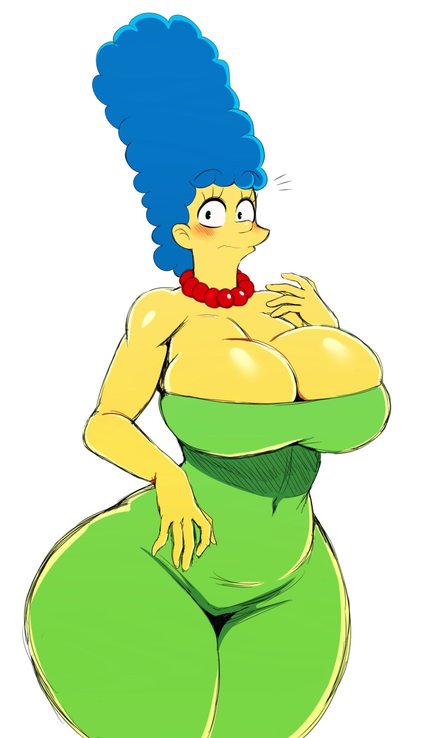 1girls 2017 2017s 20th_century_fox 20th_century_studios absurdres alternate_breast_size big_ass big_breasts blue_hair breasts cleavage clothed clothing collar dress female female_only green_dress hair huge_ass huge_breasts impossible_clothes impossible_dress jewelry large_breasts looking_at_viewer marge_simpson midriff milf necklace pearl_necklace red_pearl_necklace simple_background sketch solo solo_female solo_focus sssonic2 surprised the_simpsons thick_thighs thighs white_background wide_hips yellow_skin