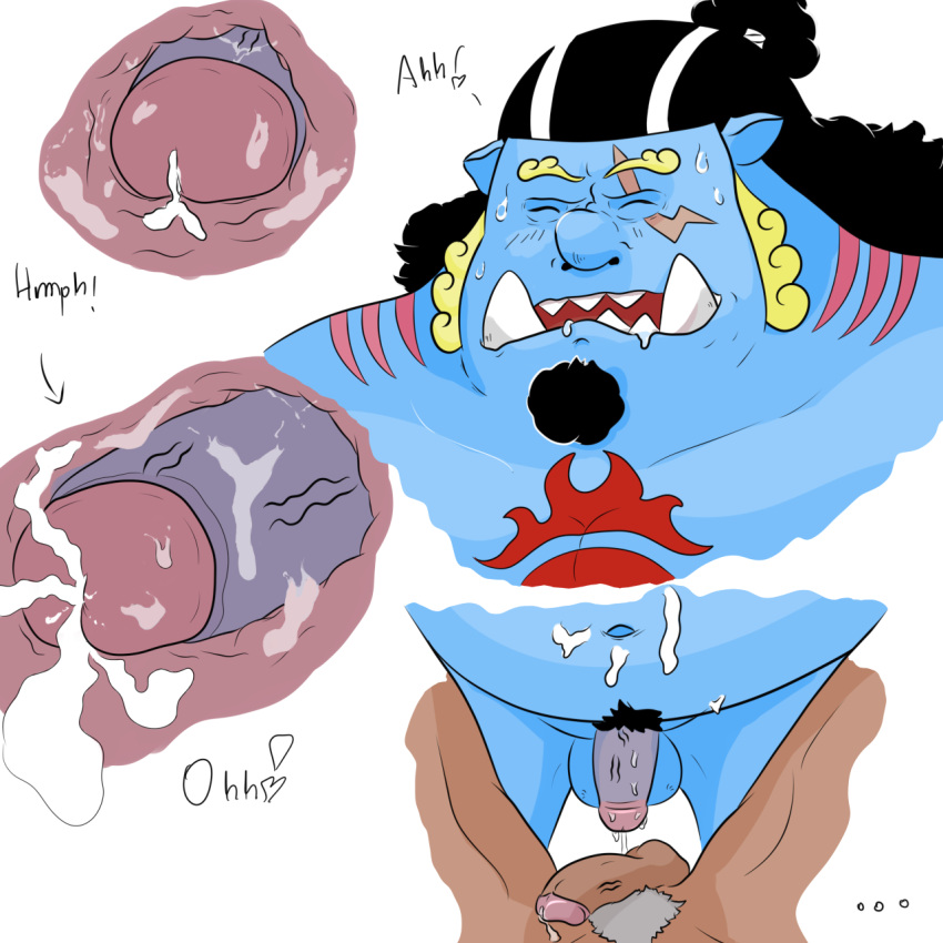 2021 anal anal_sex anthro balls blue_body blush bodily_fluids boner closed_eyes cum duo ejaculation erection fish-men_(one_piece) flaccid gay genital_fluids genitals hi_res humanoid_genitalia humanoid_penis jinbe male male/male male_only marine nude one_piece overweight overweight_male peixealcoolatra penetration penis sex sweat yaoi