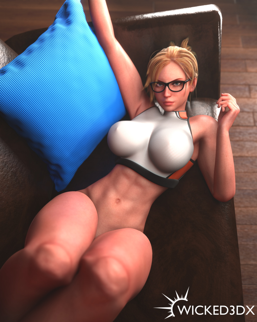 1girls 3d 3d_(artwork) 3dx abs big_breasts blonde_hair breasts female female_focus female_only glasses laying laying_down looking_at_viewer looking_up mercy navel overwatch relaxing shaded sofa solo solo_female solo_focus tease teasing teasing_viewer thick thick_ass thick_legs thick_lips thick_thighs wicked3dx