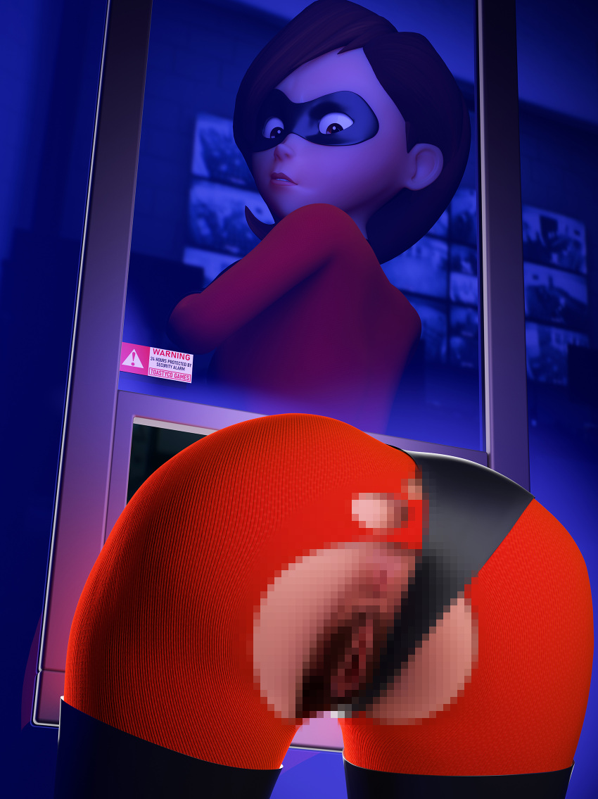 1girls 3d anus ass blender censored disney elastigirl female helen_parr partially_clothed pixar pussy superheroine tagme the_incredibles toastycogames