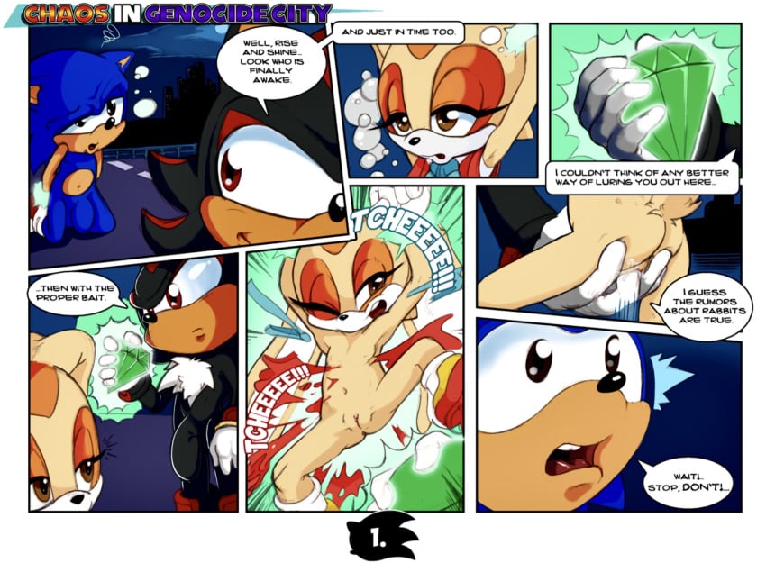 1girls 2016 2022 2boys chaos_emerald comic cream_the_rabbit dialogue emerald female fingering fingering_pussy half-closed_eyes handcuffed hd hi_res higher_resolution_duplicate male neokat page_1 pussy rape shadow_the_hedgehog sonic_(series) sonic_the_hedgehog sonic_the_hedgehog_(series) vagina