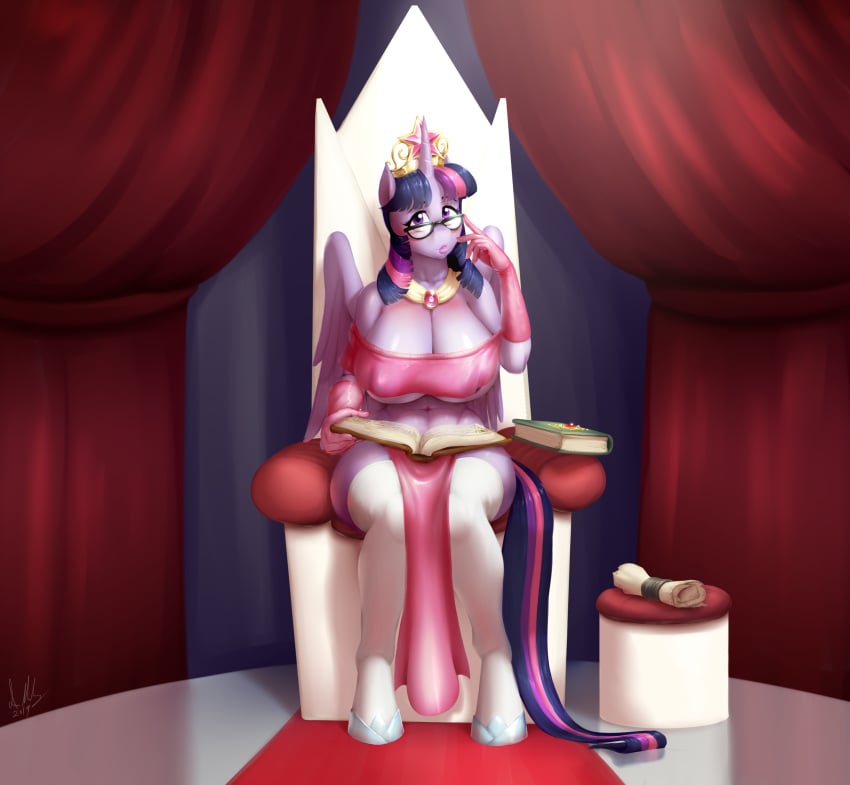 abs alicorn alicorn_horn alicorn_wings anthro big_breasts book breasts busty clothes crown drawing dress erect_nipples female female_focus female_only glasses huge_breasts image jewelry lipstick marauder6272 my_little_pony nipple_outline princess_twilight_sparkle queen_twilight_sparkle_(mlp) regalia scroll shoes socks solo solo_female solo_focus suggestive tail thigh_highs throne throne_room twilight_princess twilight_sparkle_(mlp) unguligrade_anthro