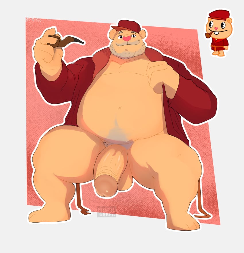 1boy 5_fingers anthro anthro_only bara barazoku bear bear_ears beard big_balls big_penis bonicfan123 chubby chubby_anthro chubby_male dad_bod dadbod dilf facial_hair fat fat_male fat_man flufflecraft furry furry_only happy_tree_friends huge_cock humanoid humanoid_genitalia humanoid_hands humanoid_penis looking_at_viewer male male_only mammal mammal_humanoid mature mature_anthro mature_male nude nude_male old old_male old_man pop_(htf) pubes pubic_hair smile smiling smiling_at_viewer solo solo_male squatting thick_penis thick_thighs ursid ursid_humanoid ursine ursine_ears ursine_humanoid