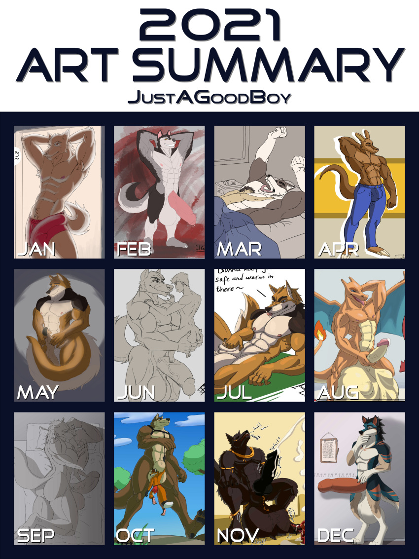 2021 absurd_res art_summary canid canine canis charizard hi_res hyper jackal justagoodboy male male_only mammal nintendo pokémon_(species) pokemon pokemon_(species) size_difference video_games wolf