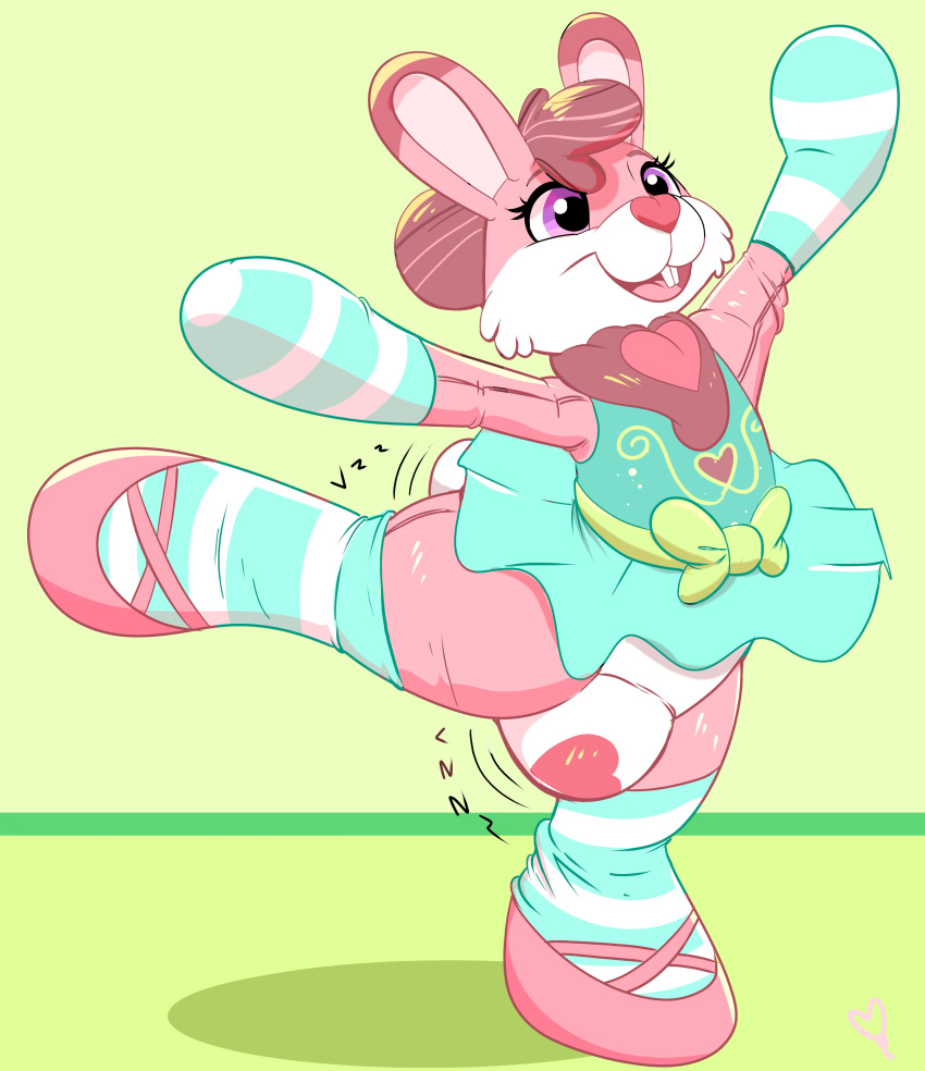 2021 absurd_res ambiguous_gender animate_inanimate anthro ballet bound bulge clothing dance_shoes dancewear digital_drawing_(artwork) digital_media_(artwork) dress encasement footwear green_background hair hi_res kastmi lagomorph legwear leporid mammal pink_body pink_hair plushie plushophilia plushsuit pointe_shoes purple_eyes rabbit sex_toy shoes simple_background solo thigh_highs vibrator