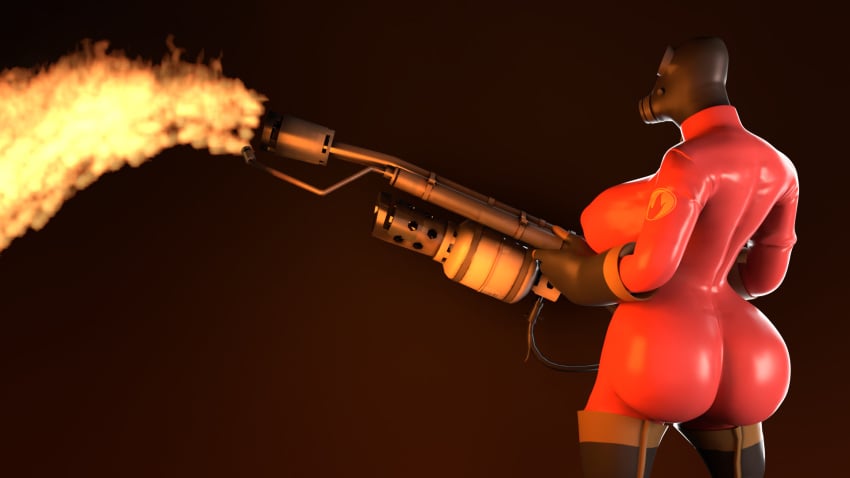 3d ass big_ass big_breasts big_butt boots breasts donan fempyro fire flamethrower gas_mask huge_ass huge_breasts latex pyro team_fortress_2 voluptuous