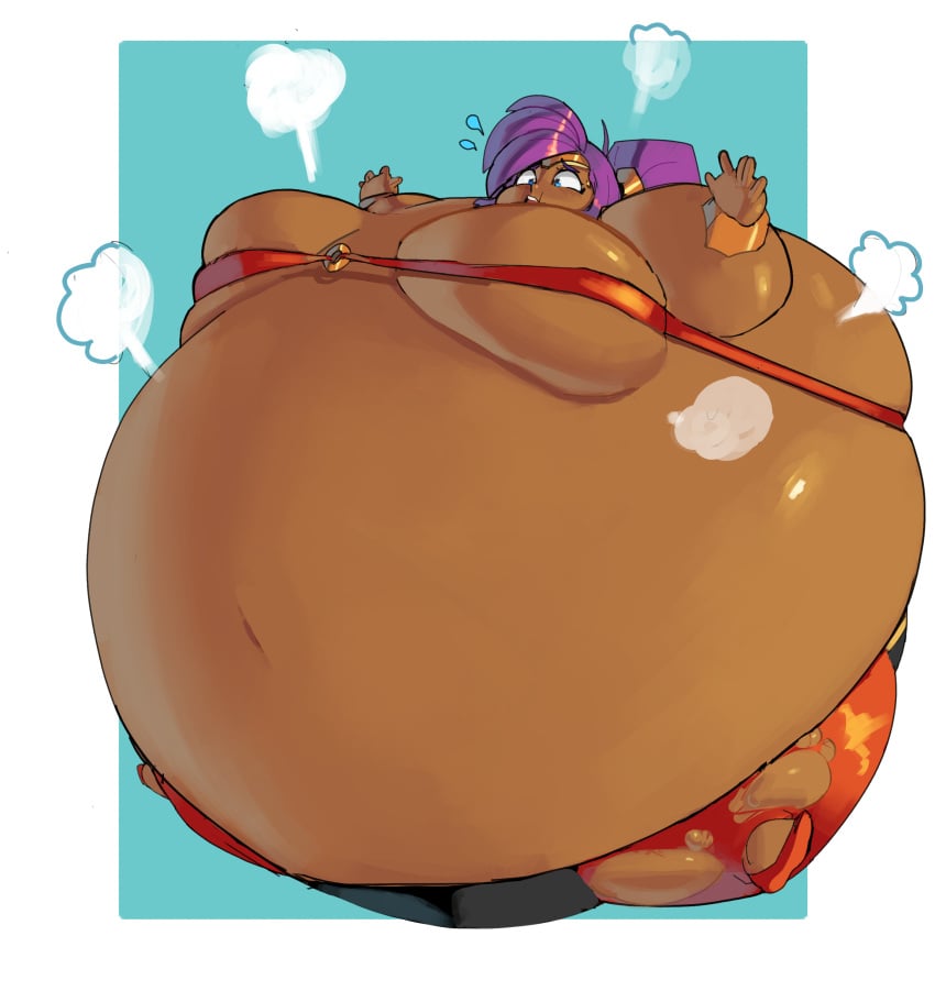 air_inflation bbw belly belly_expansion big_belly big_breasts bloated breasts dark-skinned_female deep_navel full_body_inflation huge_belly human hyper_belly inflation nuumatic obese obese_female overweight overweight_female puffed_cheeks puffy_cheeks shantae shantae_(character) smooth_skin spherical_inflation sunken_head sunken_limbs voluptuous