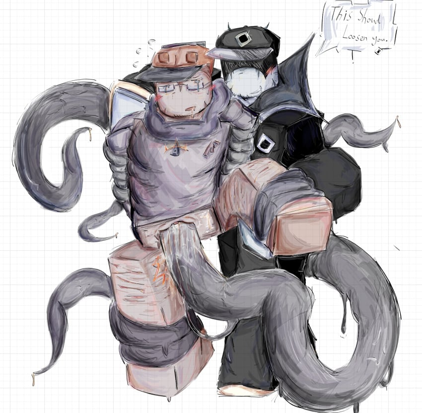 2boys behind_another belly_bulge blocky_anatomy blocky_body blush builderman cum cuntboy cuntboy/male drooling dubious_consent front_view fully_clothed gay glasses half-closed_eyes lifting_leg no_pants punishment pussy request roblox roblox_(character) roblox_admins robloxian self_harm_scars self_upload slimeyslimer tears tentacle tentacle_around_leg tentacle_in_pussy tentacle_sex text_bubble tied_arms tied_up tight_fit tired_look vaginal_penetration whiteboardfox