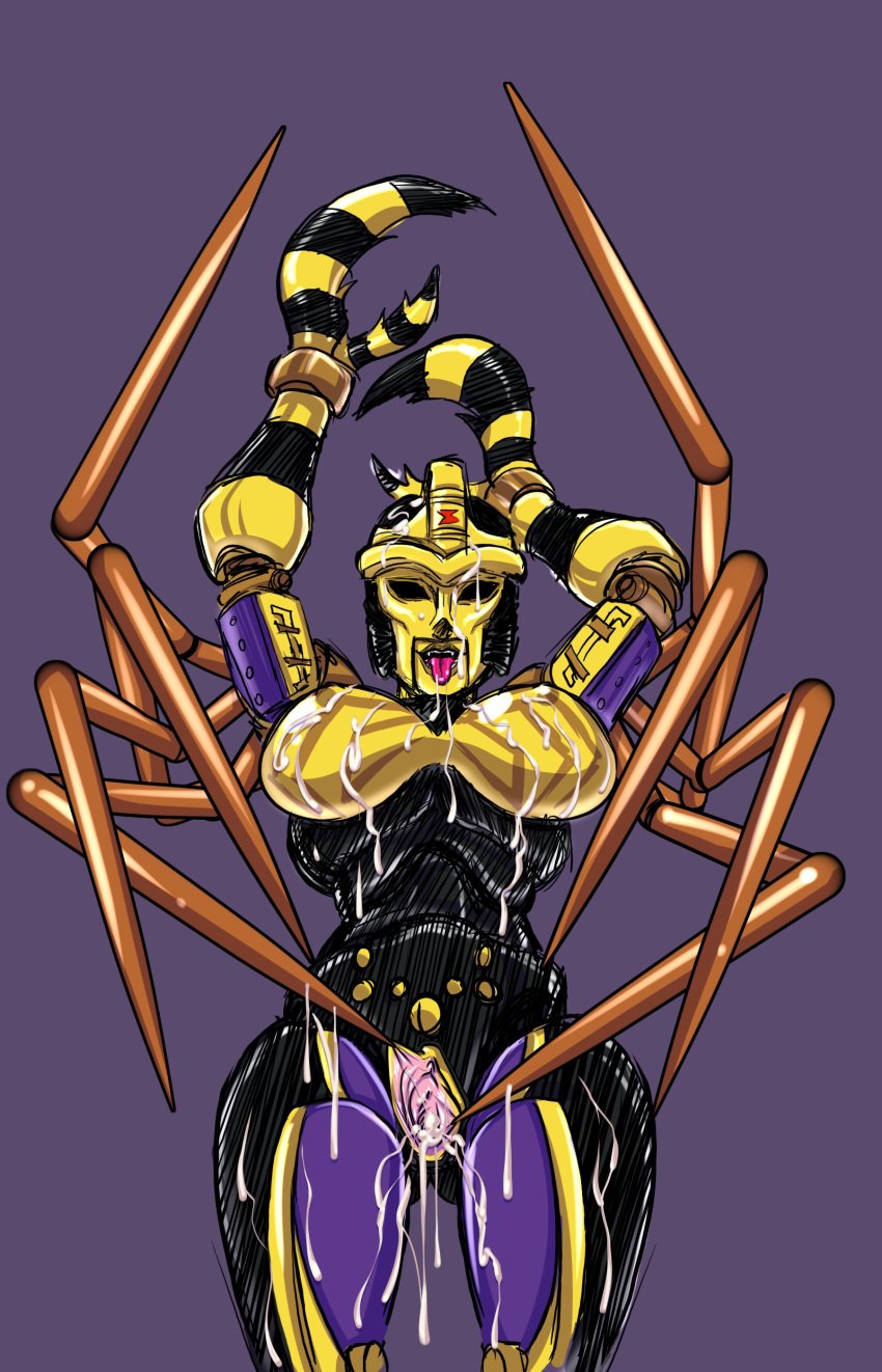 1girls alien alien_girl beast_wars big_breasts black_eyes blackarachnia breasts busty cum cum_dripping cum_in_pussy cum_inside cum_on_face cum_on_lower_body cum_on_upper_body cumshot dzk female female_only pink_pussy pink_vagina purple_background pussy robot robot_girl robot_humanoid solo solo_female spider_legs spread_pussy tongue tongue_out transformers vagina