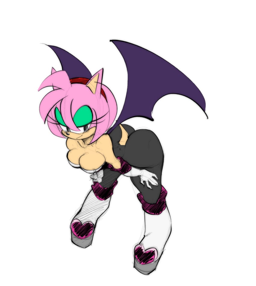 aeyga amy_rose amy_the_bat anthro ass breasts cleavage cosplay demxxx edit eyeshadow female female_only furry rouge_the_bat_(cosplay) sega solo sonic_(series)