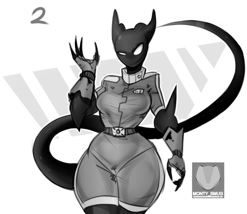 black_body curvy demon horns monty_nsfw monty_smug source_request tagme