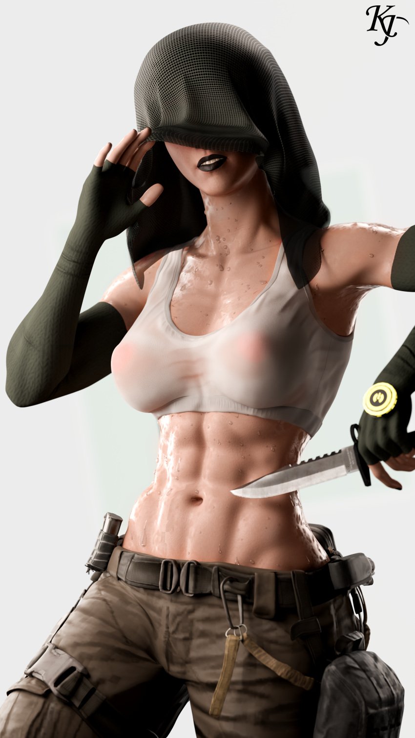 abs arm_gloves armpit armpit_fetish armpits belt black_lipstick blender blender_cycles bra cargo_pants clothed clothed_female commission danish droplets equipment face_mask faceless_character faceless_female female female_focus female_only glove gloved_hands gloves kjthegrimreaper knife lips lipstick masked masked_female muscle_mommy muscles muscular muscular_arms muscular_female no_nude nokk_(rainbow_six) pale-skinned_female pale_skin pants rainbow_six rainbow_six_siege soldier sports_bra sweat sweatdrop sweating sweaty sweaty_armpits sweaty_body tactical_gear tactical_nudity veil veil_lift wet wet_body wet_bra wet_clothes wet_clothing wet_skin white_bra white_skin