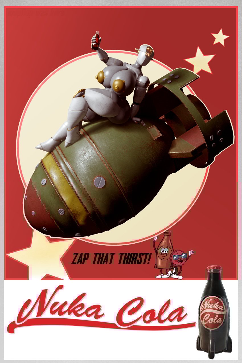3d assaultron blender breasts fallout fallout_4 female huge_ass huge_boobs huge_breasts huge_nipples mini_nuke mopflop_(artist) novatron nuka-cola parody poster puffy_nipples robot robot_girl