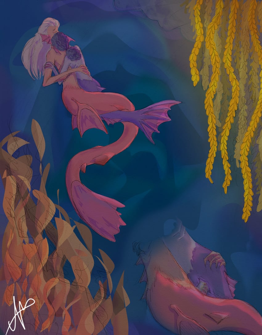 1futa 2girls background bigger_female bigger_penetrating_smaller breasts cave claws close-up comforting drawing embrace entwined_tails female female_focused fins futanari genital_slit gills humanoid hybrid intersex long_fingernails long_tail mating mating_ritual mermaid no_legs nude nude_female oviposition ovipositor penetration petite siren slim slit smaller_female solo spikes spikes_(anatomy) thin_waist underwater webbed_hands white_hair