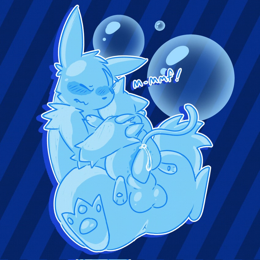 2025 anthro balls blue_body blue_claws blue_ears blue_fur blue_hair blue_nose blue_pawpads blue_tail blush blush_lines bubble claws closed_eyes digital_media_(artwork) fur generation_3_pokemon genitals hair hi_res holding_object holding_plushie humping humping_plushie humping_toy looking_pleasured male monochrome nintendo pawpads penis plushie plushophilia pokemon pokemon_(species) rydryd sitting solo tail three-quarter_view zangoose
