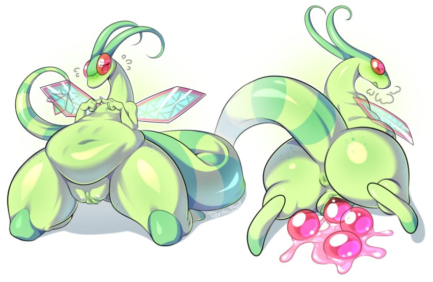 2017 alternate_version_available antennae anthro anus ass belly big_belly big_butt big_tail blush dragon egg egg_laying eyelashes female flat_chested flygon lizardbat_(artist) membranous_wings navel nintendo plump_labia pokemon pokemon_(species) presenting pussy shy slightly_chubby solo spread_legs spreading thick_thighs video_games wide_hips wings