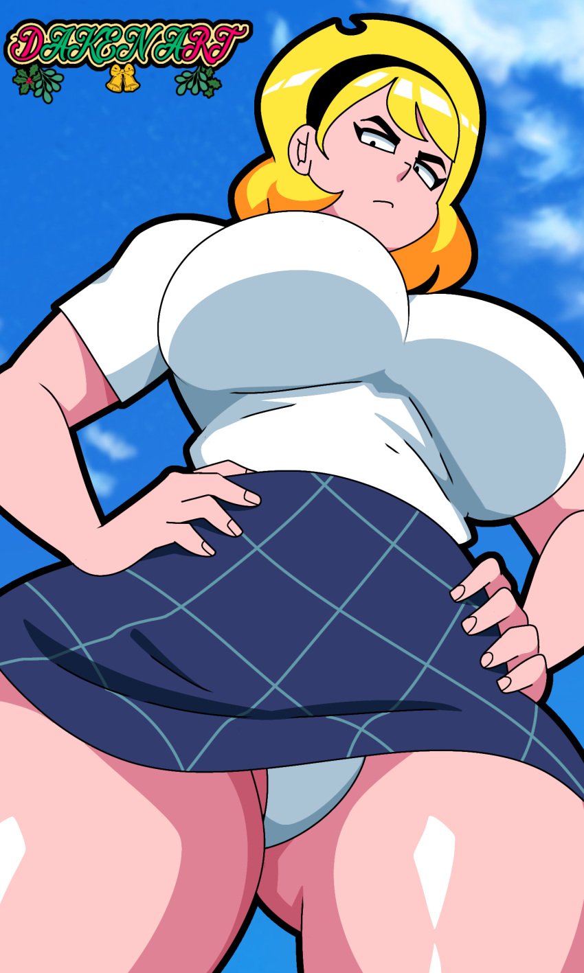 1girls 2024 2d big_breasts big_thighs blonde_hair cartoon_network daken_art(artist) daken_henderson(artist) fanart looking_away looking_down mandy_(billy_and_mandy) panties school_uniform schoolgirl shiny_hair shiny_skin short_hair short_skirt short_sleeves skirt the_grim_adventures_of_billy_and_mandy tomboy underwear white_panties