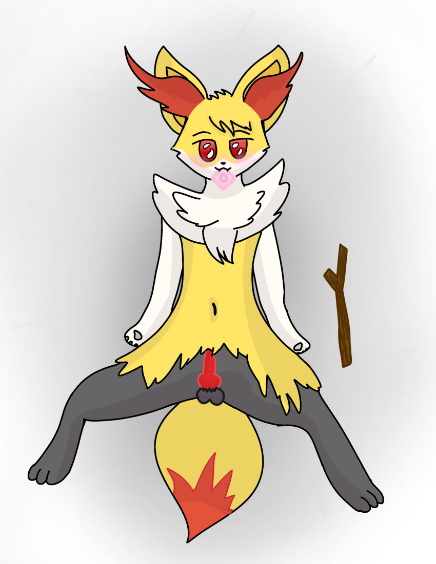 absurd_res anthro black_body black_fur blush braixen canid canine condom evaite205 fluffy fluffy_chest fluffy_ears fluffy_tail fox fur genitals girly grey_background grey_body grey_fur hi_res knot male male_only mammal neck_tuft nintendo penis pokémon_(species) pokemon pokemon_(species) red_body red_eyes red_fur scruff sexual_barrier_device simple_background solo stick tuft video_games white_background white_body white_fur yellow_body yellow_fur