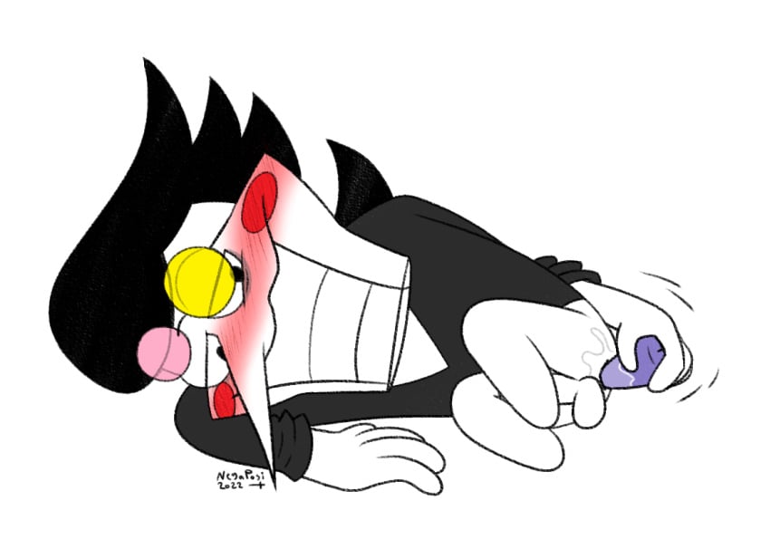 2022 anal_masturbation animate_inanimate anus balls black_hair black_shirt blush blush_stickers bottomless buttplug darkner deltarune deltarune_chapter_2 digital_drawing_(artwork) digital_media_(artwork) eyewear flat_colors glasses hair half-closed_eyes humanoid long_nose looking_at_self looking_pleasured lube lying male masturbation negaposi non-human on_side penis puppet sex_toy short_hair simple_background smile solo spamton_g_spamton teeth toony undertale_(series) white_background white_body white_skin