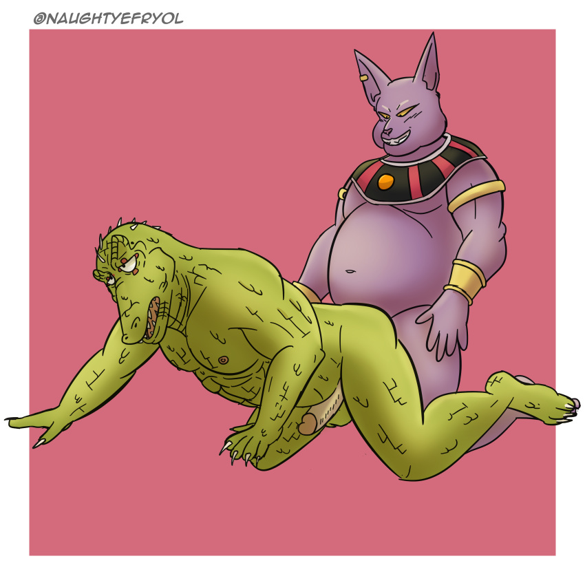 1:1 2boys absurd_res alligator alligatorid anal anal_sex animal_head anthro balls belly boner champa crocodilian digital_media_(artwork) domestic_cat dorohedoro dragon_ball dragon_ball_super duo efryol erection felid feline felis for_a_head gay genitals hairless hairless_cat hi_res kaiman kaiman_(dorohedoro) lizard male male/male male_only male_penetrated male_penetrating male_penetrating_male mammal muscular muscular_male nipples nude overweight overweight_male penetration penis purple_body reptile scalie sex simple_background sphynx_(cat) teeth tongue uncensored