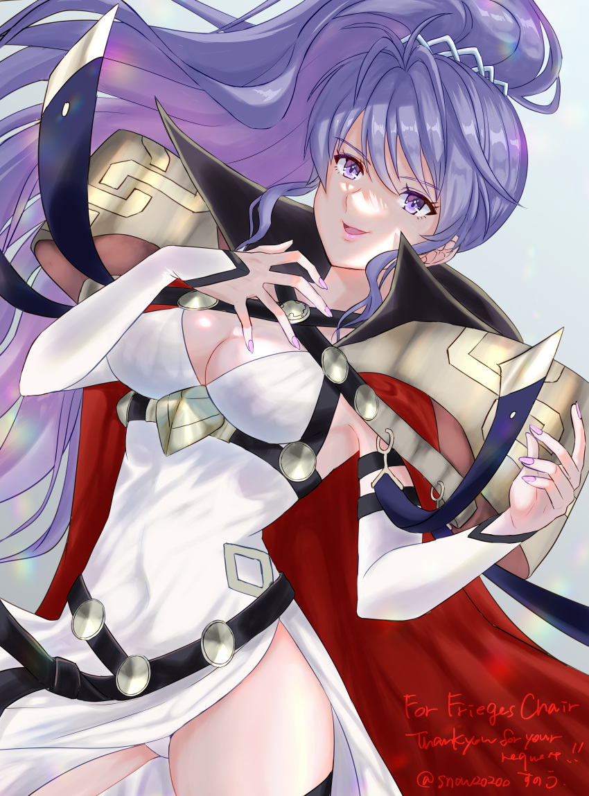 1girls absurdres alternate_costume artist_name book breasts cleavage commission female female_only fire_emblem fire_emblem:_genealogy_of_the_holy_war fire_emblem_heroes highres ishtar_(fire_emblem) long_hair looking_at_viewer medium_breasts nail_polish nintendo official_alternate_costume open_mouth panties pantyshot pink_nails ponytail purple_eyes purple_hair skeb_commission smile snow20200 solo thighhighs underwear very_long_hair watermark white_panties