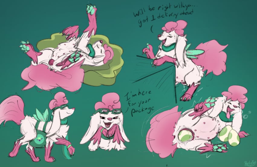 alolan_form alolan_vulpix animal_genitalia animal_pussy belly big_belly big_stretch breath canine_genitalia canine_pussy courier egg eyewear female feral fusion generation_4_pokemon generation_7_pokemon genitals goggles heliofox hi_res hybrid_pokemon legendary_pokemon lounging mail mail_bag multi_nipple nintendo nipples oviposition panting pokemon pokemon_(species) pokemon_fusion pregnant pussy quadruped regional_form_(pokemon) scarf seductive shaymin