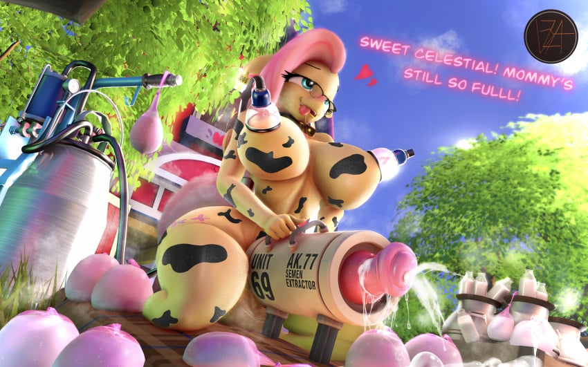 absurd_res barn blazemanecd breeding_mount cow_girl cum excessive_cum filled_condom fleshlight fluttershy_(mlp) friendship_is_magic furry futa_only futanari glasses hasbro high_resolution highres huge_ass huge_balls huge_breasts huge_cock milking milking_machine my_little_pony my_little_pony outside procreate_(software) sfm thick_thighs