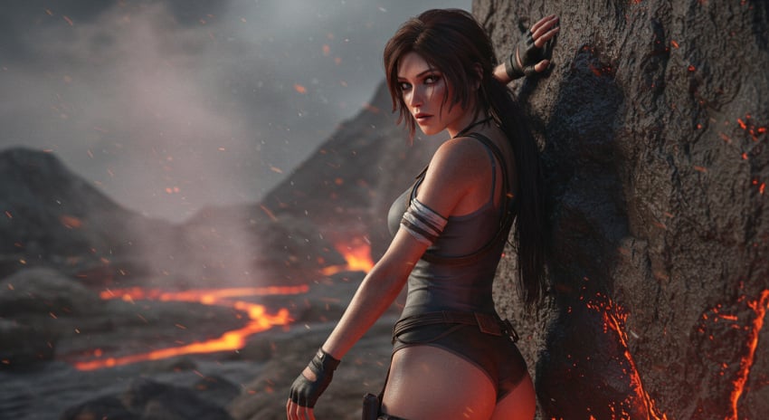 3d 3d_(artwork) 3d_model ai_generated lara_croft lara_croft_(survivor) leshay7 looking_at_viewer ponytail tomb_raider tomb_raider_(survivor)