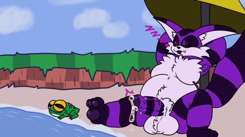 1boy absurd_res balls belly big_balls big_belly big_penis big_the_cat bodily_fluids chibitay cum cum_drip domestic_cat dripping felid feline felis froggy_(sonic) fur genital_fluids genitals hi_res male male_only mammal markings overweight overweight_male pawpads paws penis purple_body purple_fur sega sonic_(series) sonic_the_hedgehog_(series) striped_body striped_fur striped_markings striped_tail stripes tail tail_markings white_body white_fur