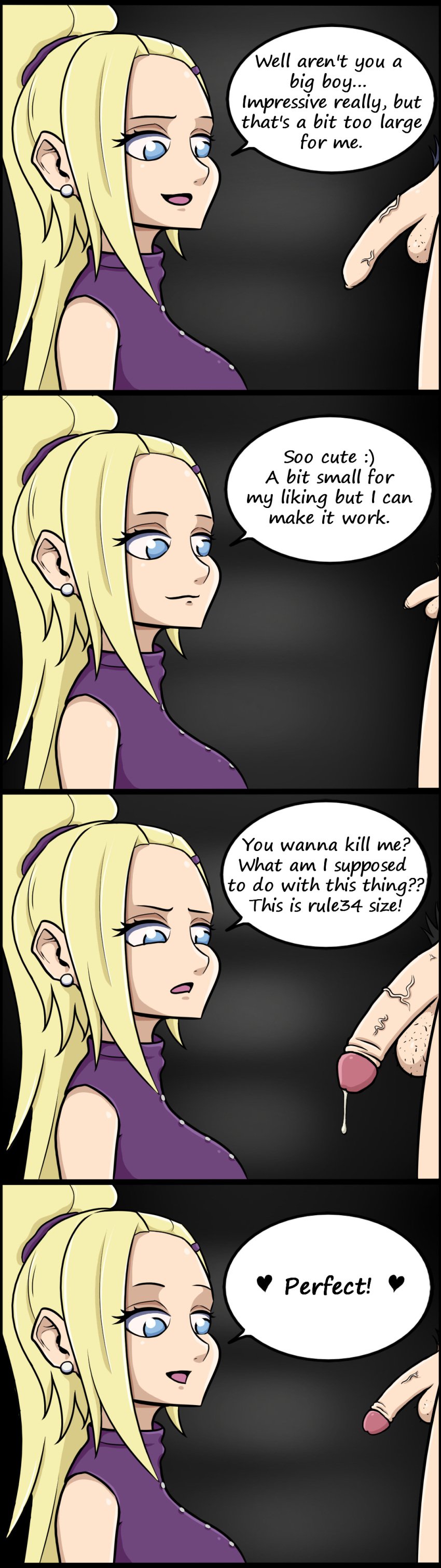 big_breasts blonde_hair clothed clothed_female_nude_male clothing comparing comparing_penis disgusted flaccid happy huge_breasts huge_cock humiliation hung impressed ino_yamanaka ino_yamanaka large_breasts large_penis large_testicles love massive_penis medium_penis naruto naruto_(series) naruto_shippuden normal_penis reassuring shocked size_comparison size_difference size_play size_talk small_penis small_penis_adoration small_penis_humiliation sussychan tight_clothing veiny_penis wholesome worship