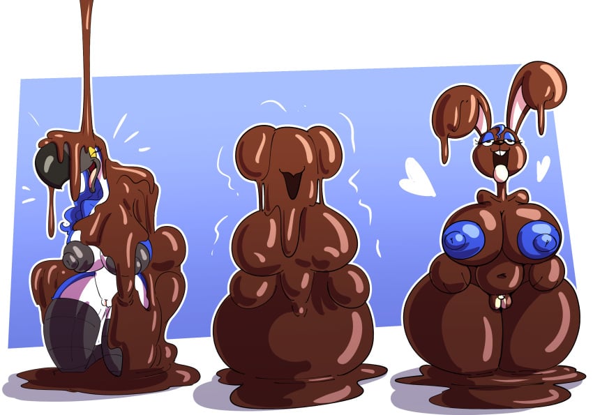 2025 anthro areola avian beak bedroom_eyes big_beak big_breasts bird black_areola black_nipples blue_areola blue_background blue_body blue_hair blue_nipples breasts buckteeth candy chocolate chocolate_bunny closed_eyes covered_in_chocolate dessert digital_drawing_(artwork) digital_media_(artwork) easter eyelashes eyeshadow female food food_creature genitals hair hi_res holidays huge_breasts lagomorph leporid living_candy living_chocolate makeup mammal multicolored_body narrowed_eyes navel nipples open_mouth paws puddle pussy rabbit rabbit_ears reina_(sachasketchy) sachasketchy seductive simple_background smile solo species_transformation teeth thick_thighs tongue tongue_out toucan transformation transformation_sequence white_background white_body wide_hips