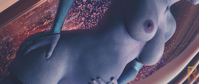 alien alien_girl areola areolae asari athletic_female big_breasts blue_skin bra breasts female female_only gloves liara_t&#039;soni lingerie mass_effect nipples paragon pregnant pregnant_belly pregnant_female realium3d sheer stockings underwear