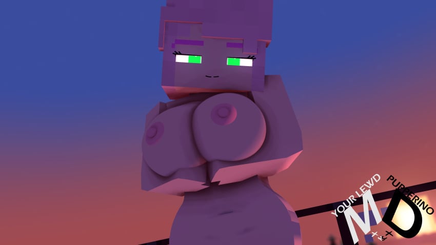 1girls 3d akira_sato_(fedolphine) breasts demon_girl erect_nipples fedolphin female female_only green_eyes horny_female humanoid looking_at_viewer mine-imator minecraft nude nude_female outside pink_hair smile solo solo_female succubus sunset tagme