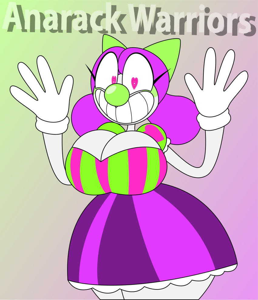 anarack big_breasts clown heart-shaped_pupils huge_breasts original_character smile tagme