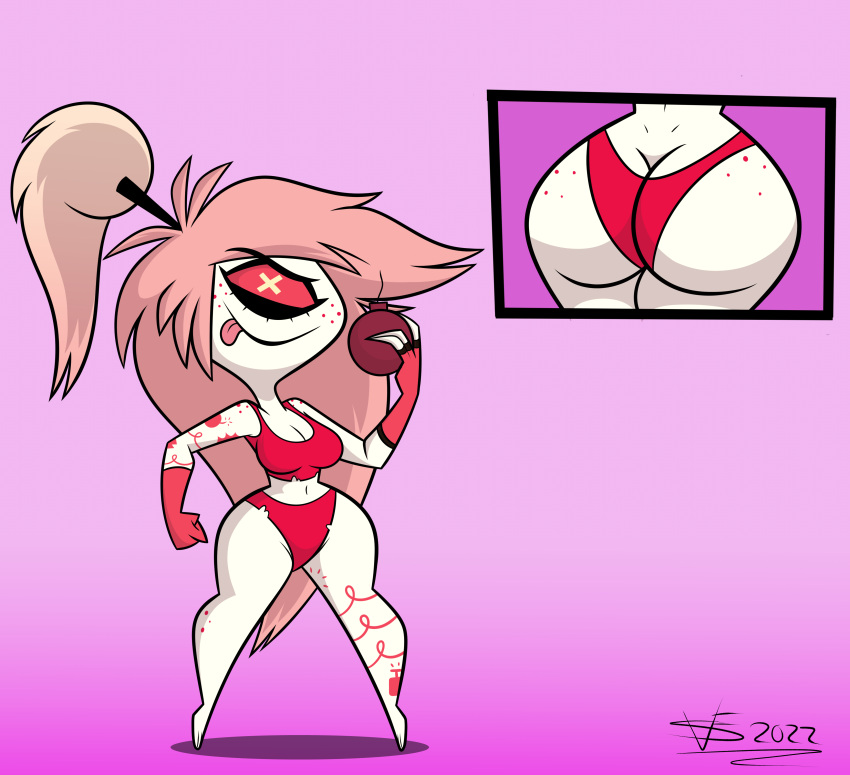 1girls ass big_ass breasts busty cherri_bomb curvy cute cyclops demon female hazbin_hotel huge_ass naughtymex pink_hair shortstack smaller_female smooth_skin solo solo_female thick_thighs wide_hips