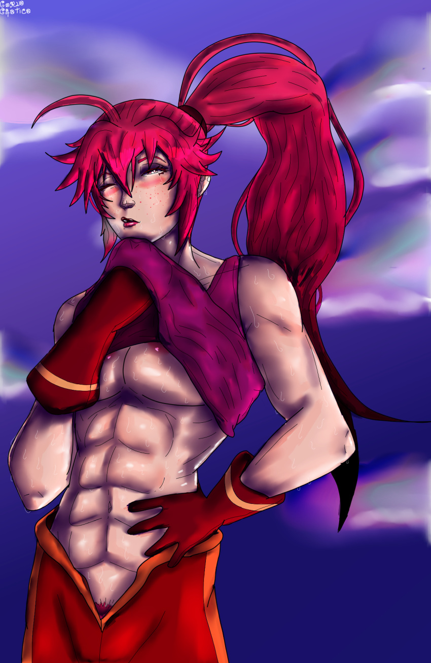 corvo_caotico elesis elesis_(elsword) elesis_sieghart female female_only ginger_hair grand_chase grandchase muscular_female red_hair