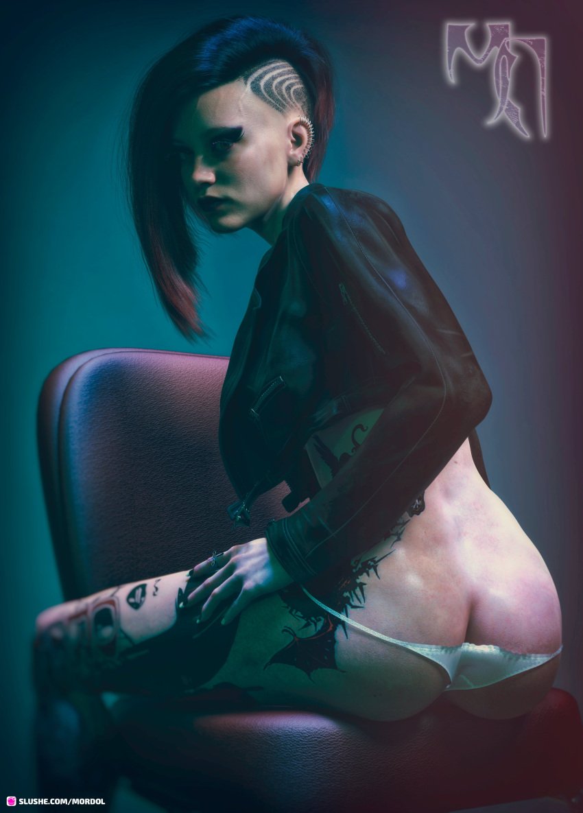 1girls 3d female female_only goth kira_(mordol) leg_tattoo looking_at_viewer looking_back mordol original original_character pinup seated side_tattoo sitting slushe_(website) solo solo_female tattoo tattoos